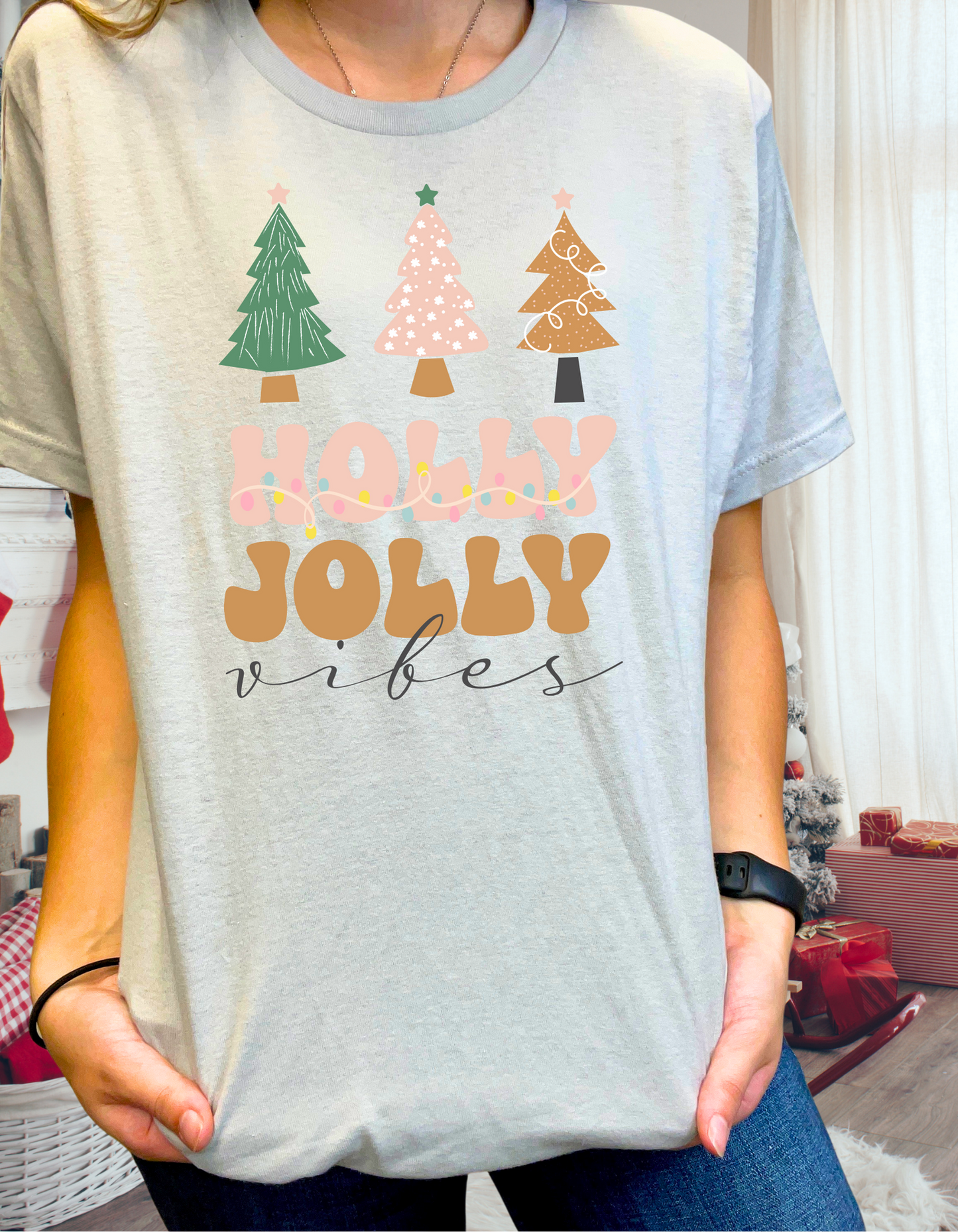 Holly Jolly Vibes, silver Tee