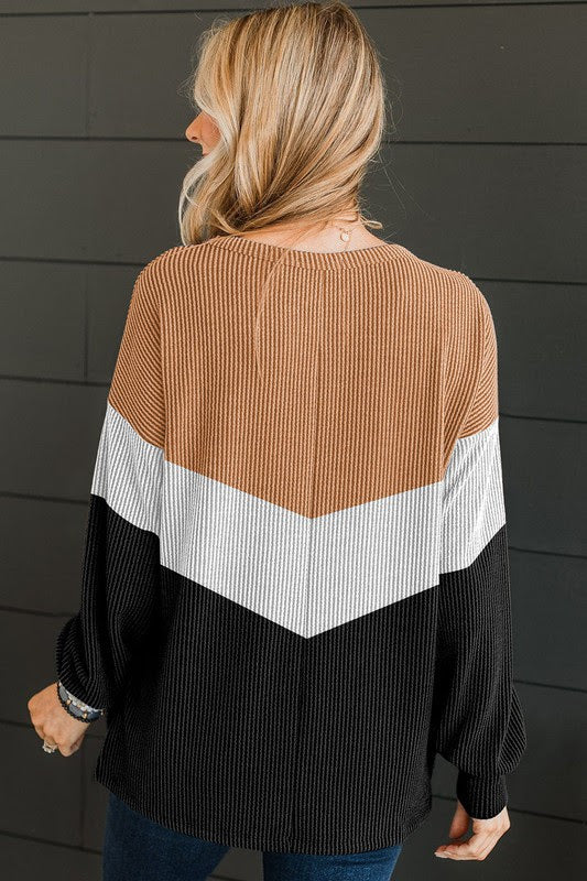 Corded Color Block Sweater
