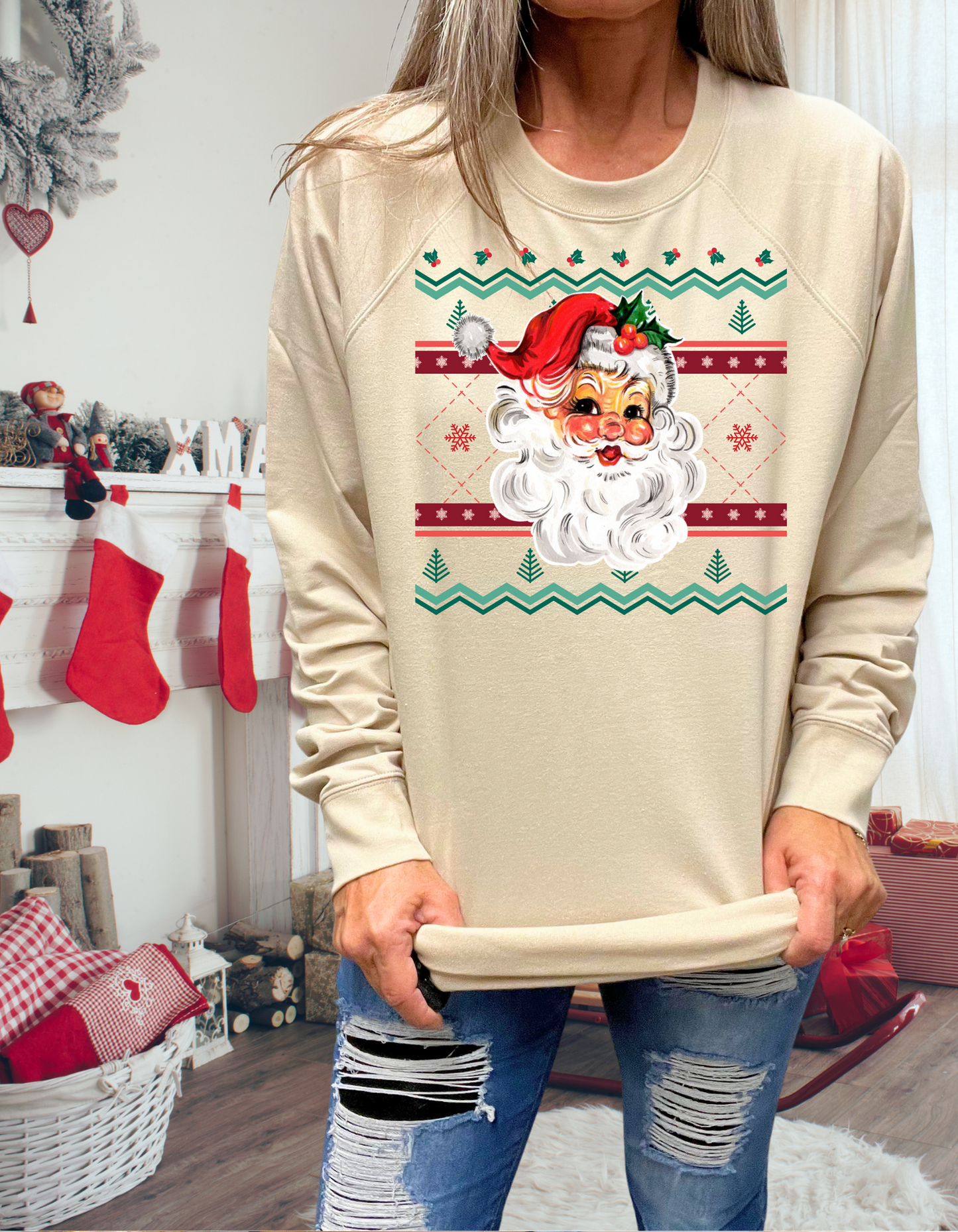 Santa Sweater design, sand sweatshirt