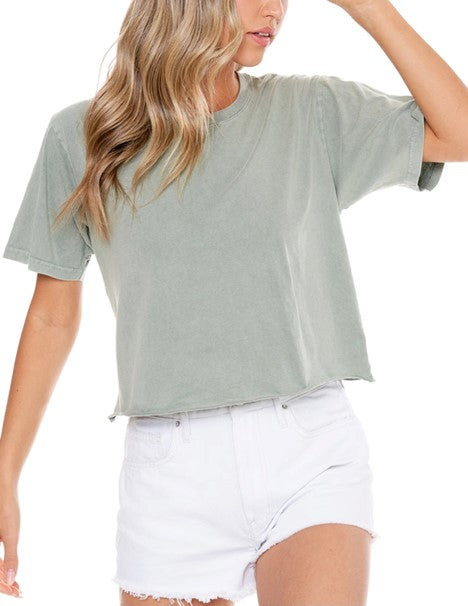Cropped tee, in Light Olive (SWH)