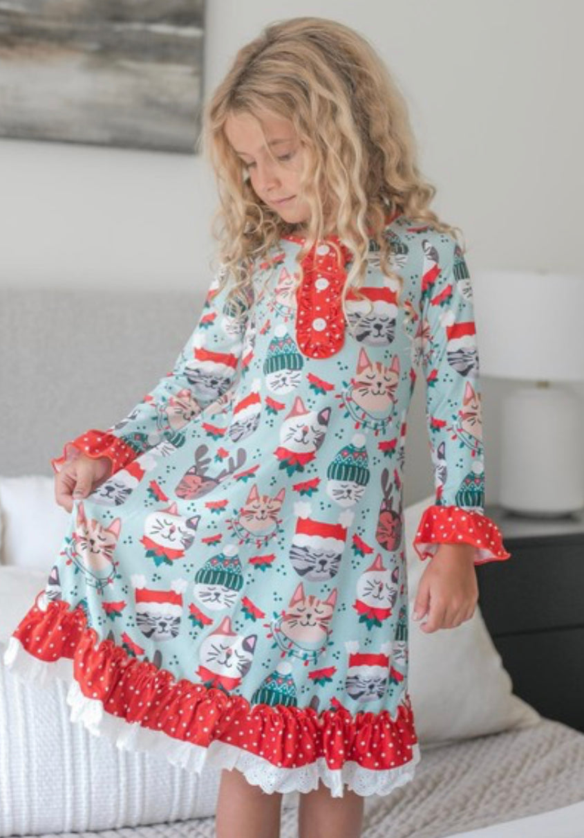 Girls Christmas Pajama Lounge Dress