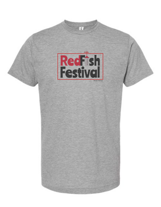 Red Fish Festival, heather grey; support tee