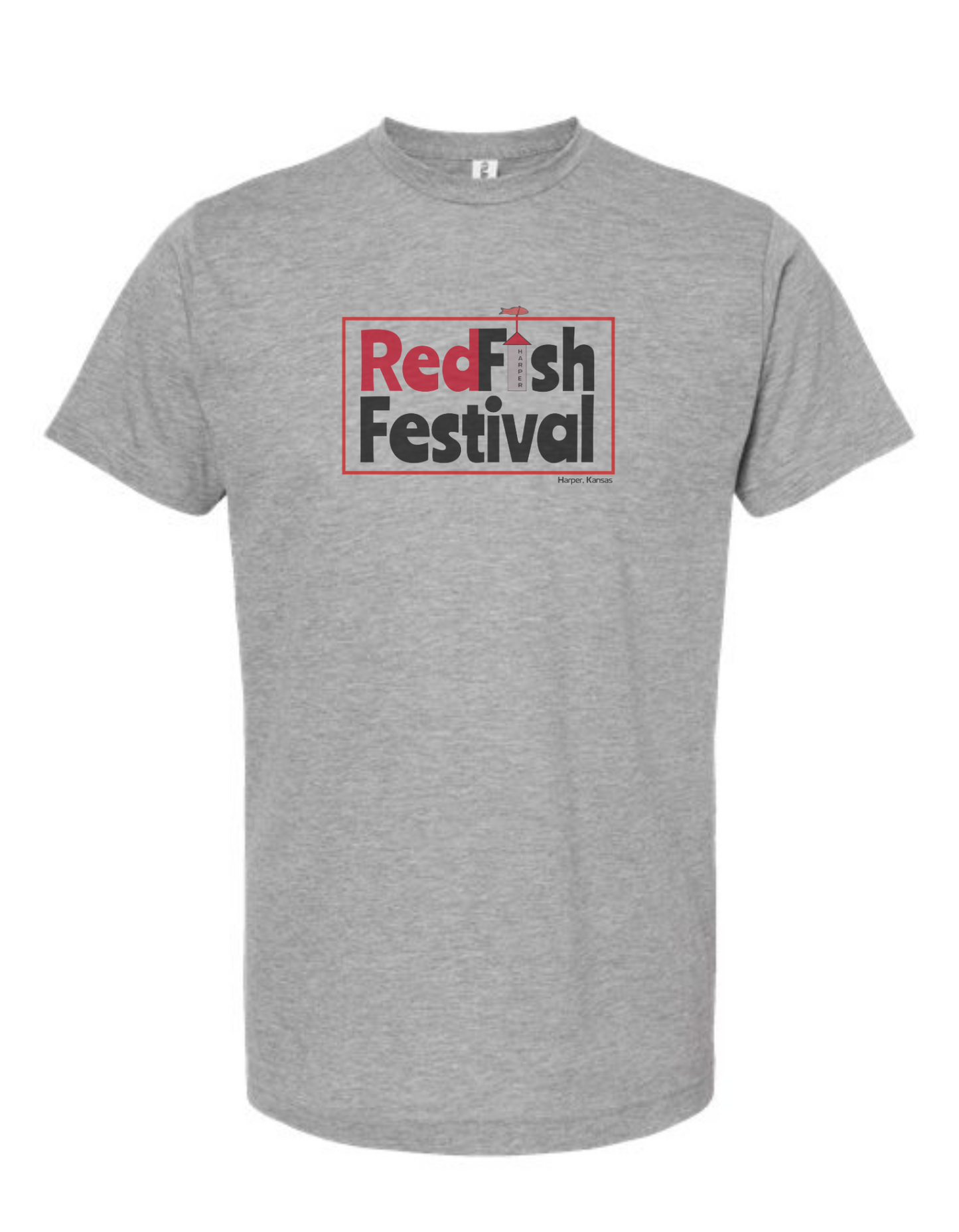 Red Fish Festival, heather grey; support tee