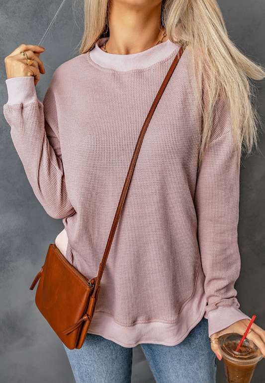 Textured & True, waffle knit top (SWH)