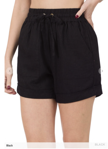Linen Shorts , in Black (SWH)