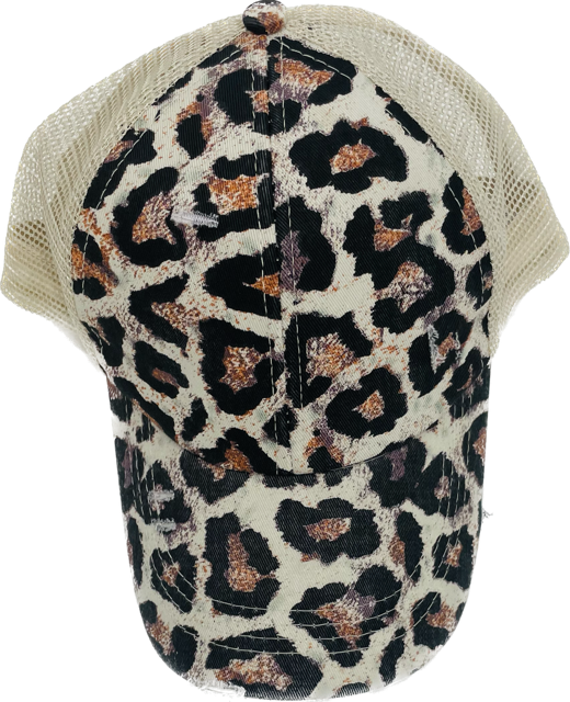 Leopard Print Ponytail Hat