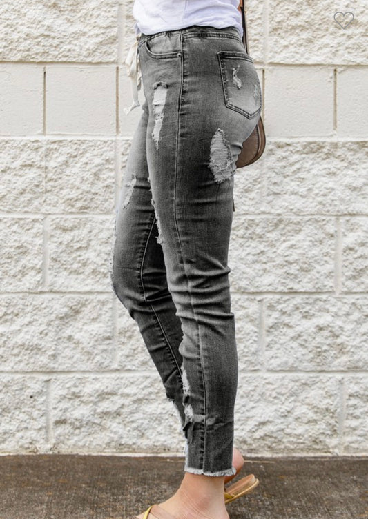 Drawstring Jeans, in grey